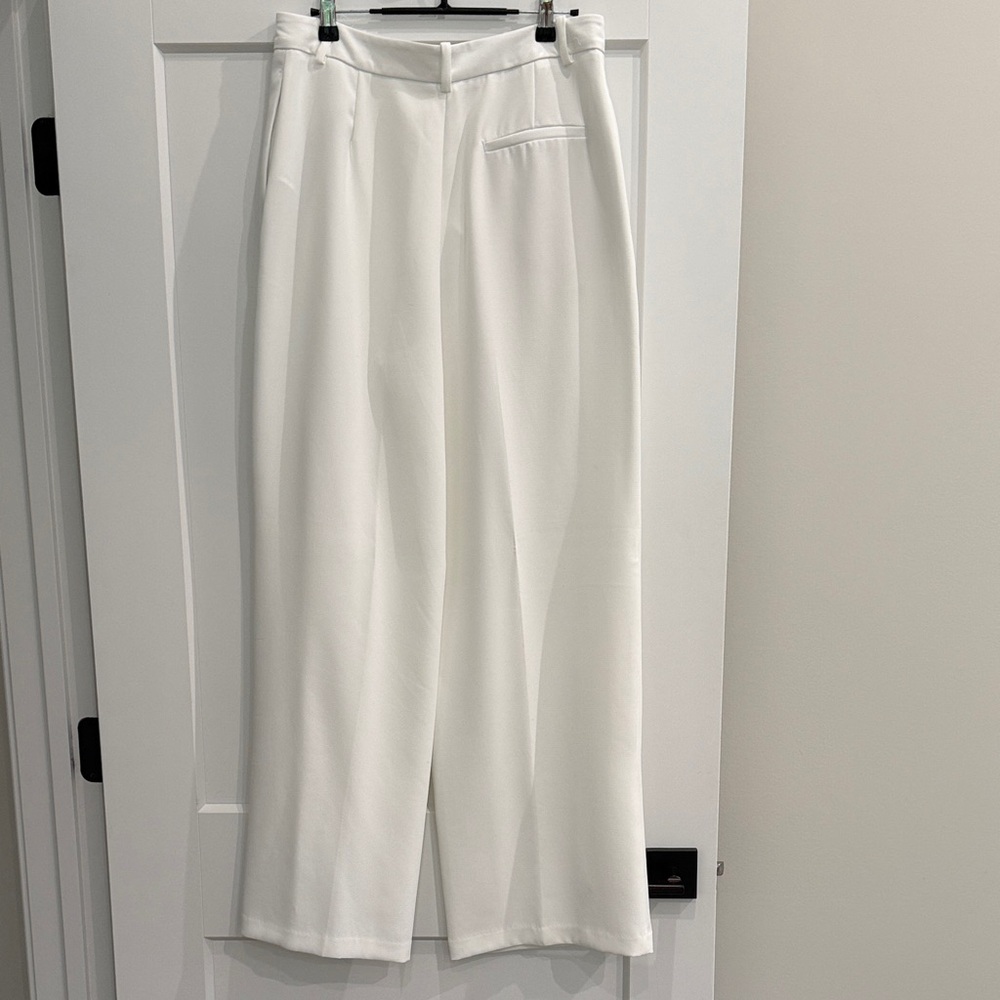 Zara HIGH WAIST WIDE LEG PANTS OYSTER-WHITE - Picture 4 of 5